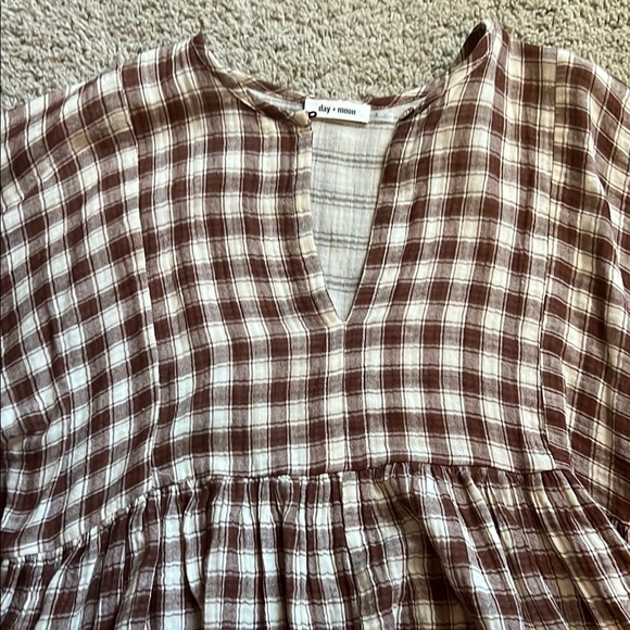 Day+moon-Brown gingham dress - Picture 2 of 2